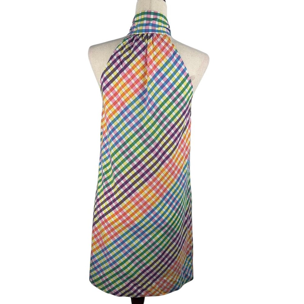 J. Crew Multi-color Plaid Halter Sleeveless Tie Mini Dress Size 2 - Picture 5 of 12